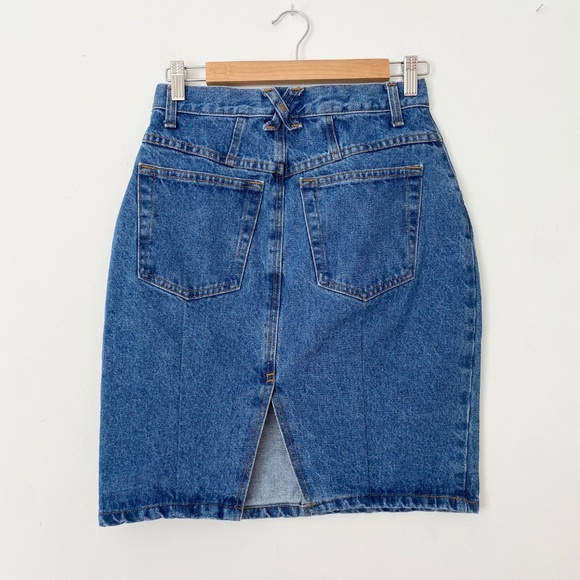 Vintage high waist denim midi skirt - Picture 3 of 4